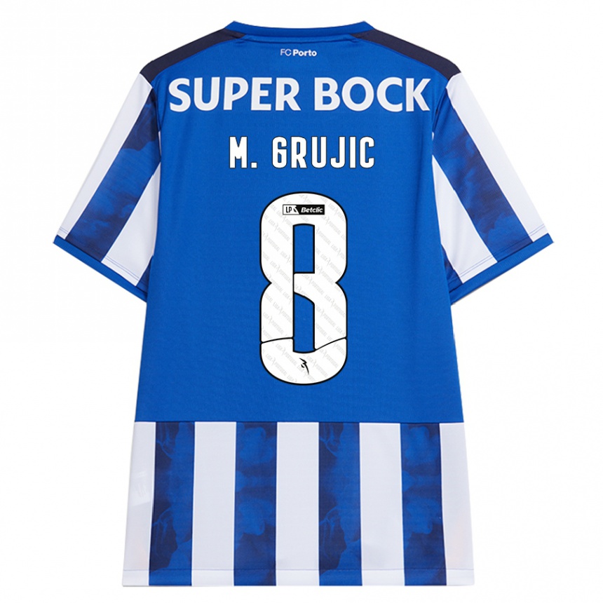 Kids Football Marko Grujic #8 Blue White Home Jersey 2024/25 T-Shirt