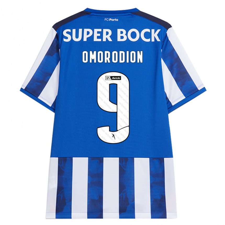 Kids Football Samu Omorodion #9 Blue White Home Jersey 2024/25 T-Shirt