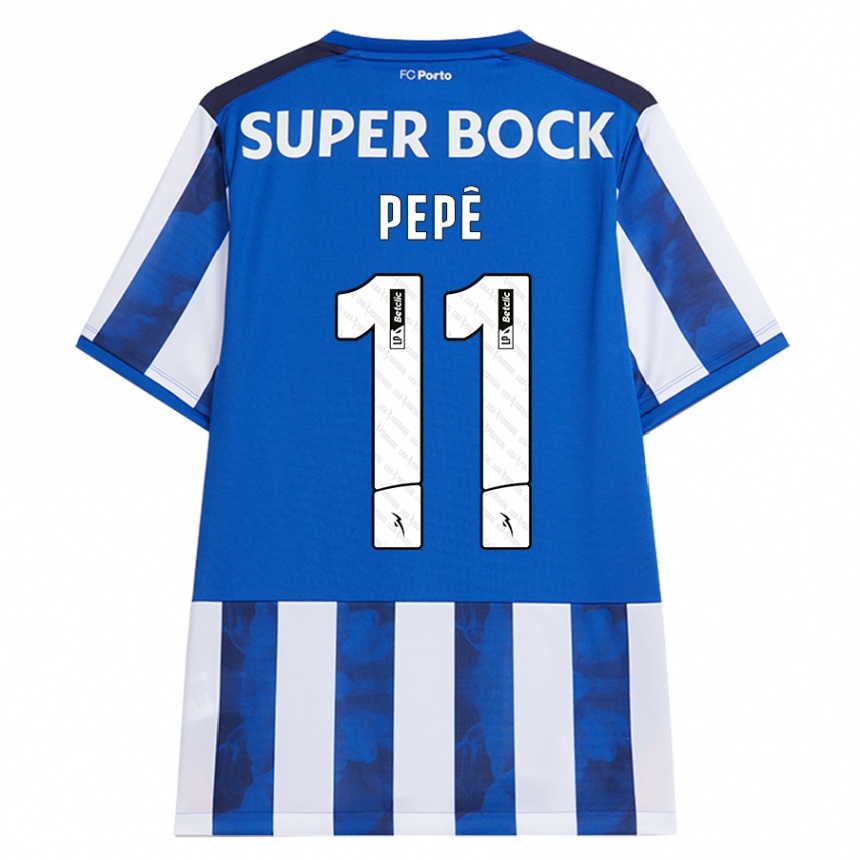 Kids Football Pepe #11 Blue White Home Jersey 2024/25 T-Shirt