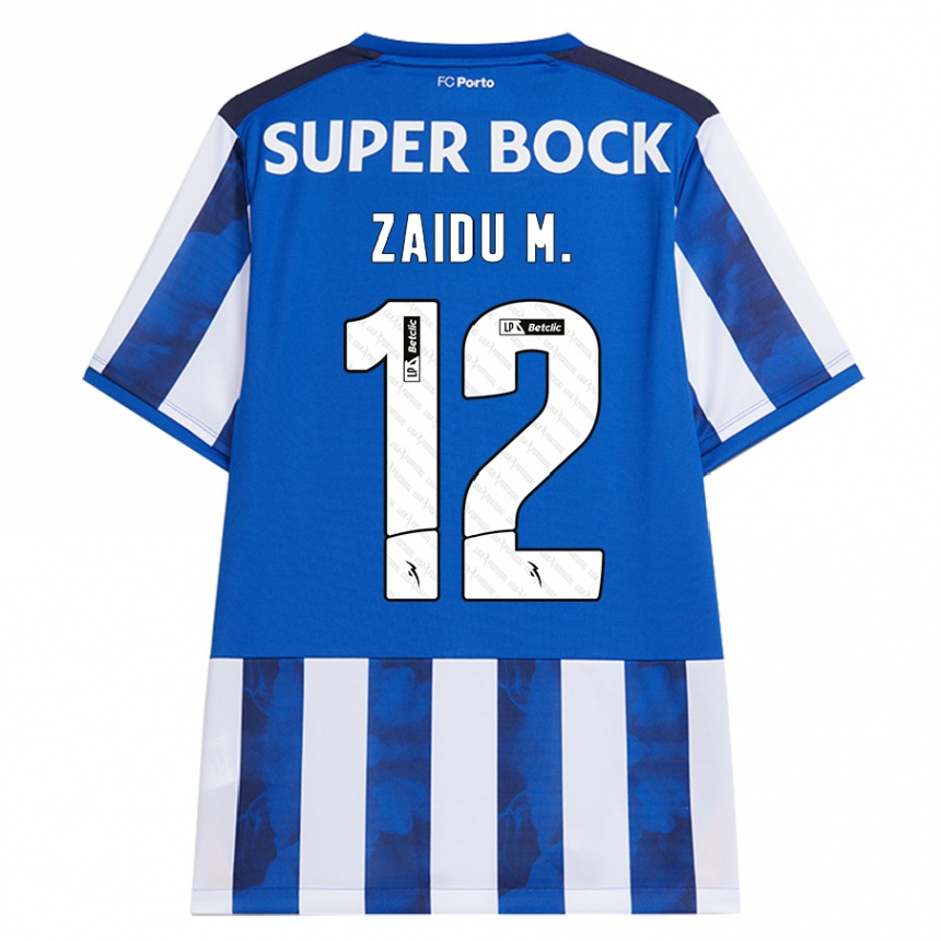 Kids Football Zaidu #12 Blue White Home Jersey 2024/25 T-Shirt