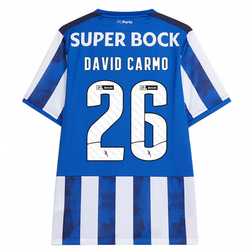 Kids Football David Carmo #26 Blue White Home Jersey 2024/25 T-Shirt