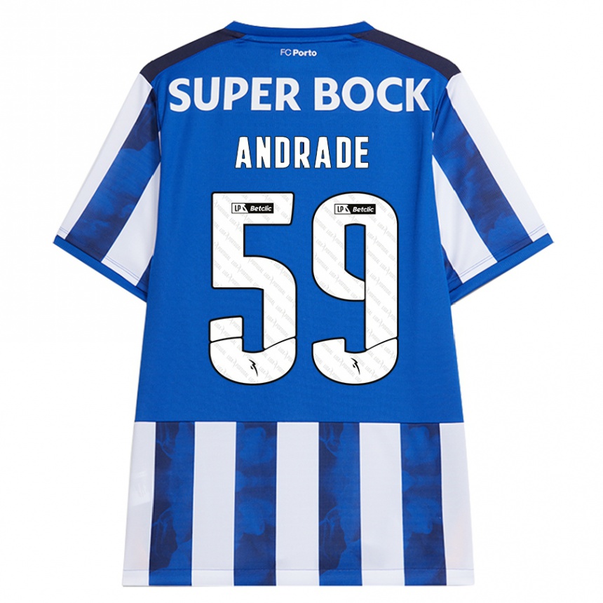 Kids Football Tiago Andrade #59 Blue White Home Jersey 2024/25 T-Shirt