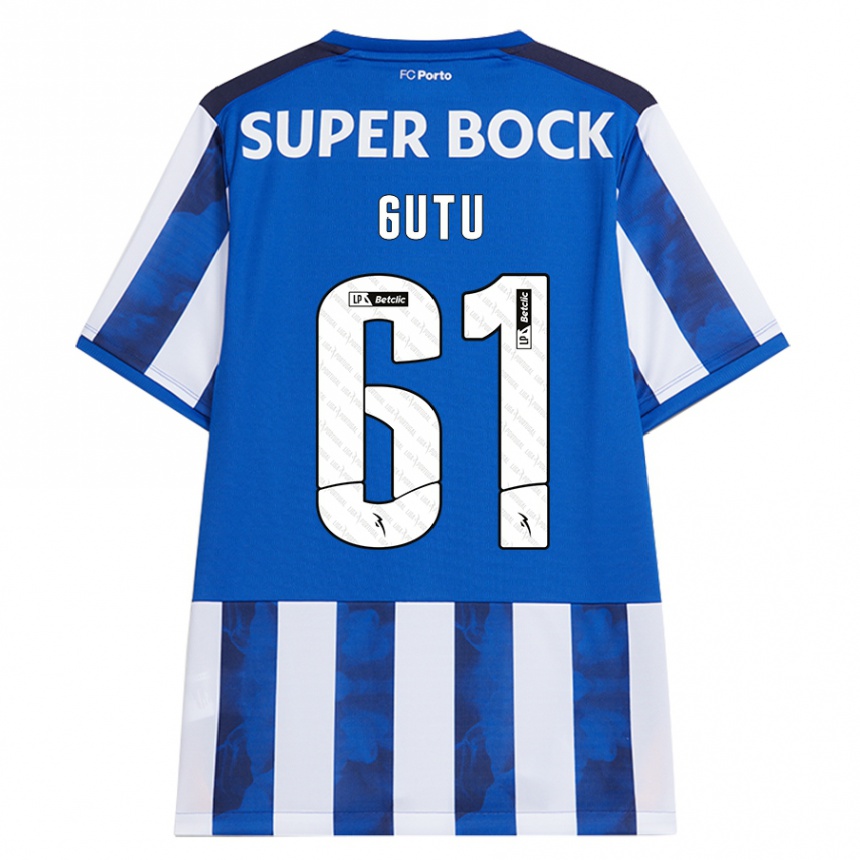 Kids Football Denis Gutu #61 Blue White Home Jersey 2024/25 T-Shirt