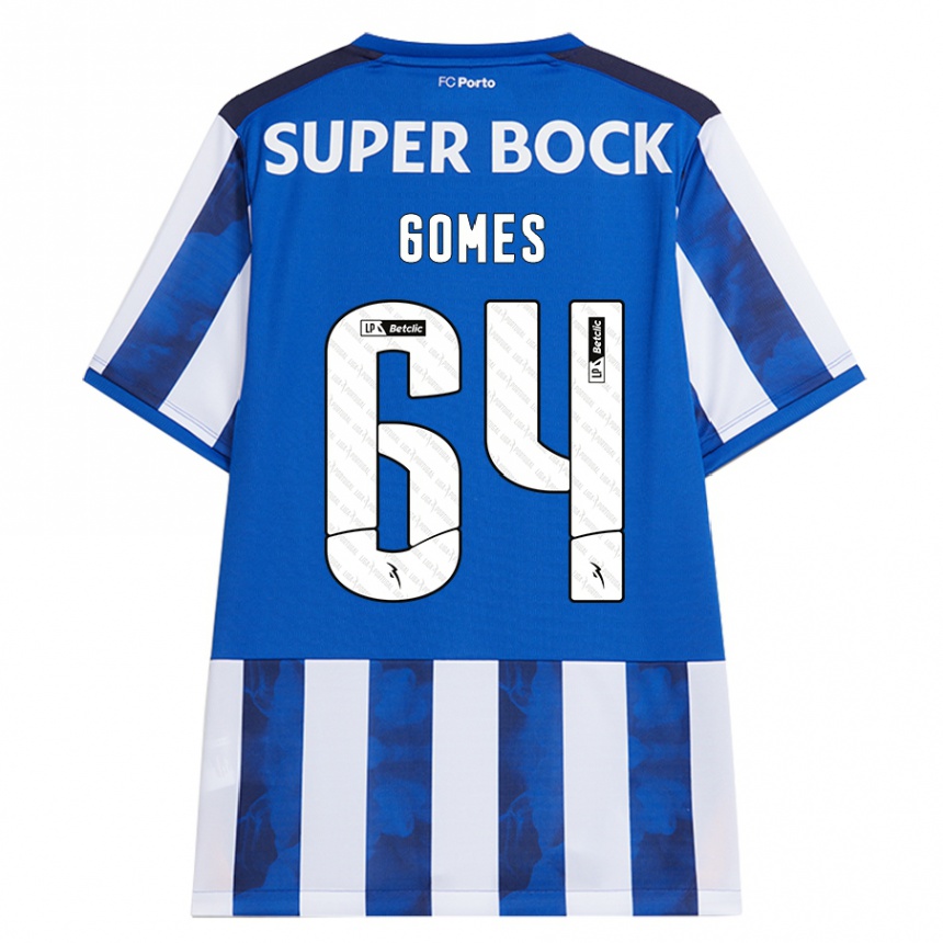 Kids Football Luís Gomes #64 Blue White Home Jersey 2024/25 T-Shirt