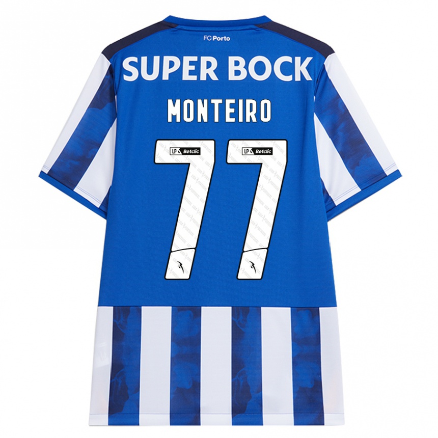 Kids Football Rui Monteiro #77 Blue White Home Jersey 2024/25 T-Shirt