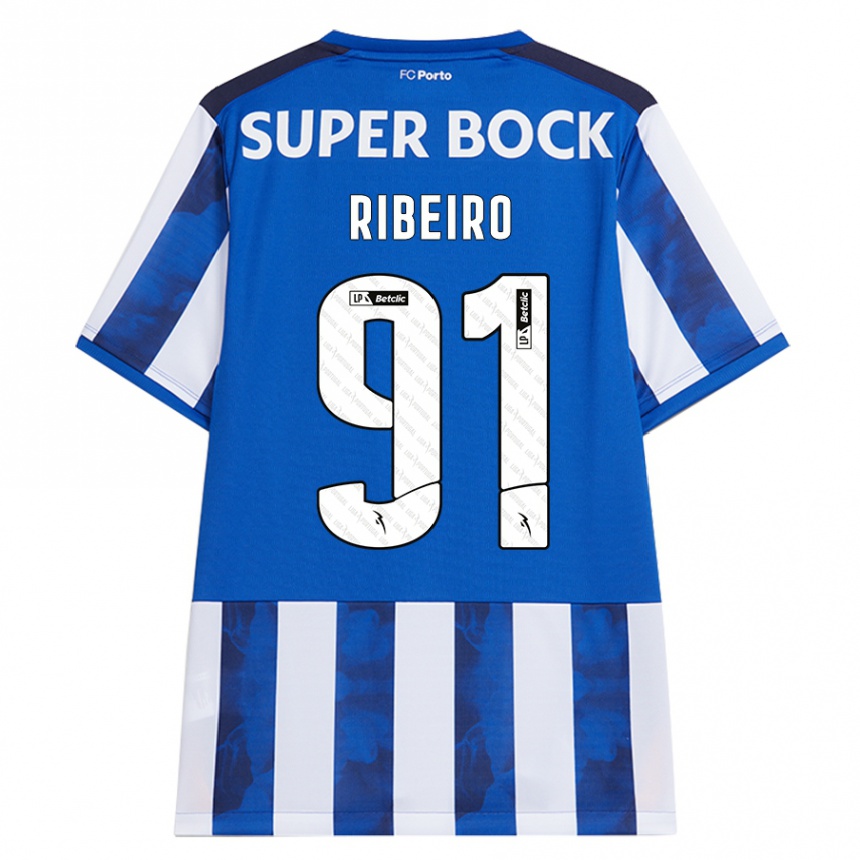 Kids Football Gonçalo Ribeiro #91 Blue White Home Jersey 2024/25 T-Shirt