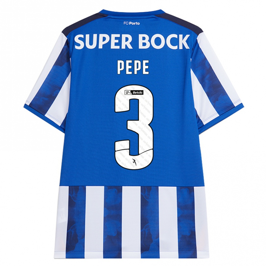 Kids Football Pepe #3 Blue White Home Jersey 2024/25 T-Shirt