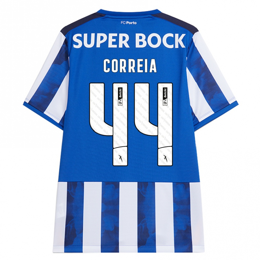 Kids Football Romain Correia #44 Blue White Home Jersey 2024/25 T-Shirt