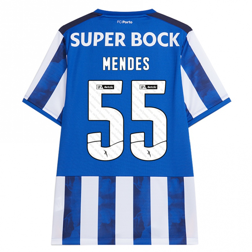 Kids Football João Mendes #55 Blue White Home Jersey 2024/25 T-Shirt