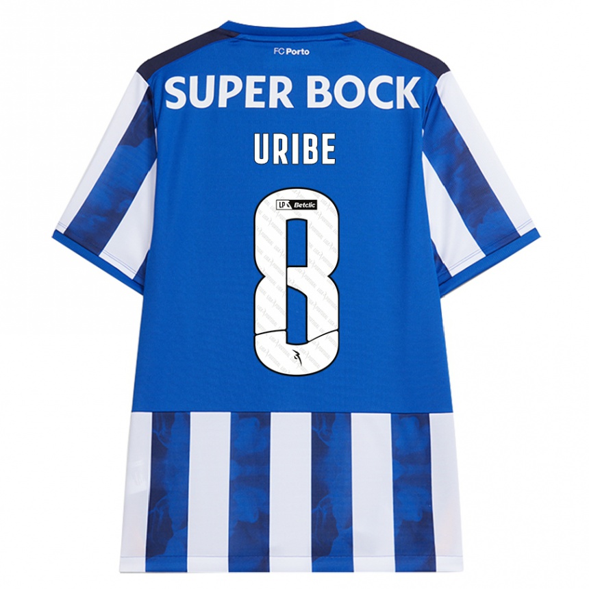 Kids Football Mateus Uribe #8 Blue White Home Jersey 2024/25 T-Shirt