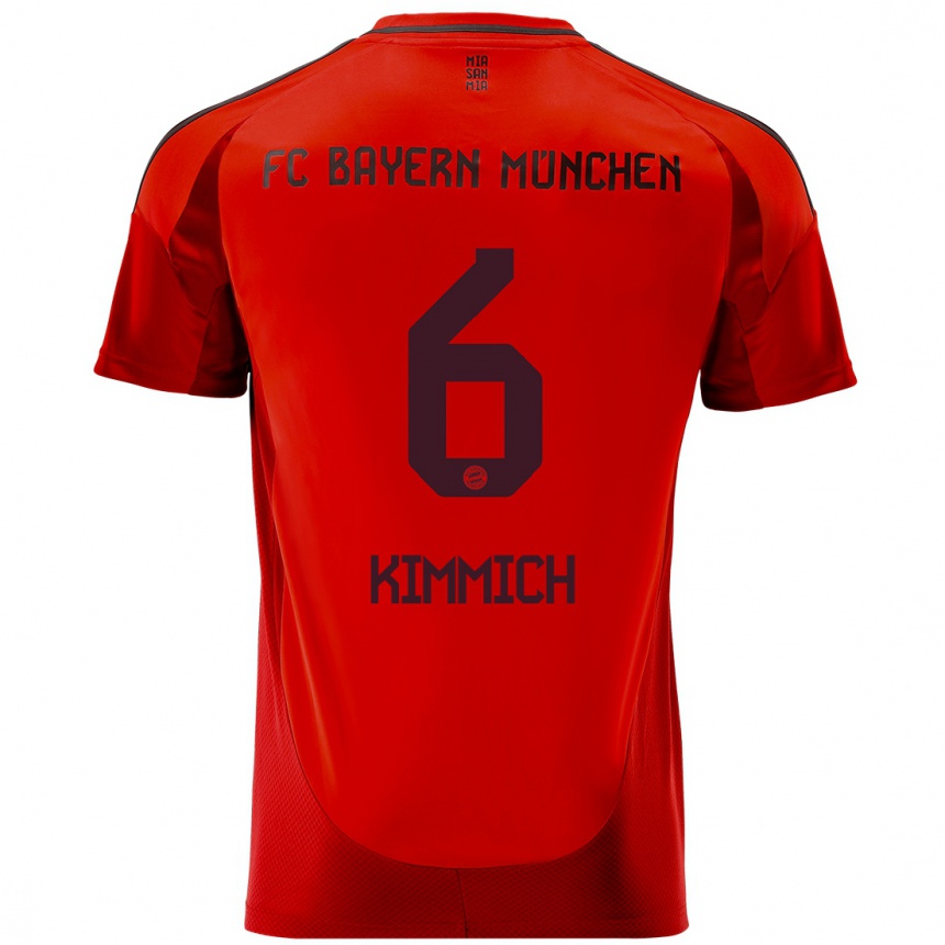 Kids Football Joshua Kimmich #6 Red Home Jersey 2024/25 T-Shirt