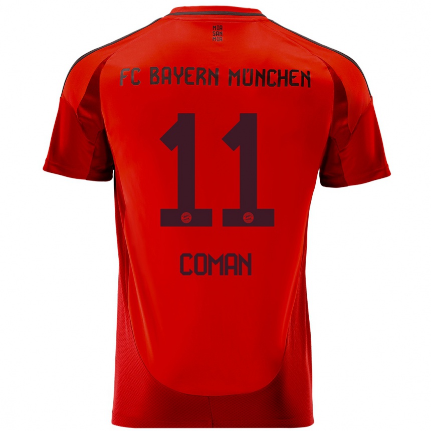 Kids Football Kingsley Coman #11 Red Home Jersey 2024/25 T-Shirt