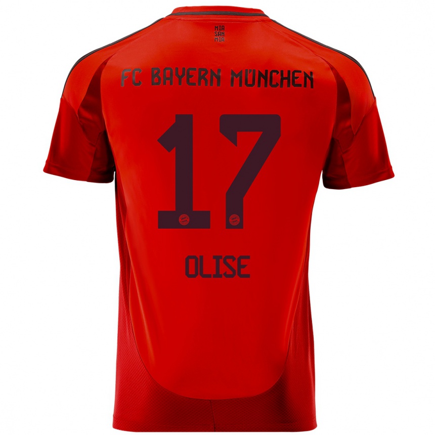 Kids Football Michael Olise #17 Red Home Jersey 2024/25 T-Shirt