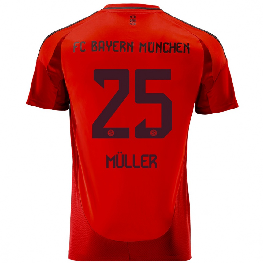 Kids Football Thomas Muller #25 Red Home Jersey 2024/25 T-Shirt