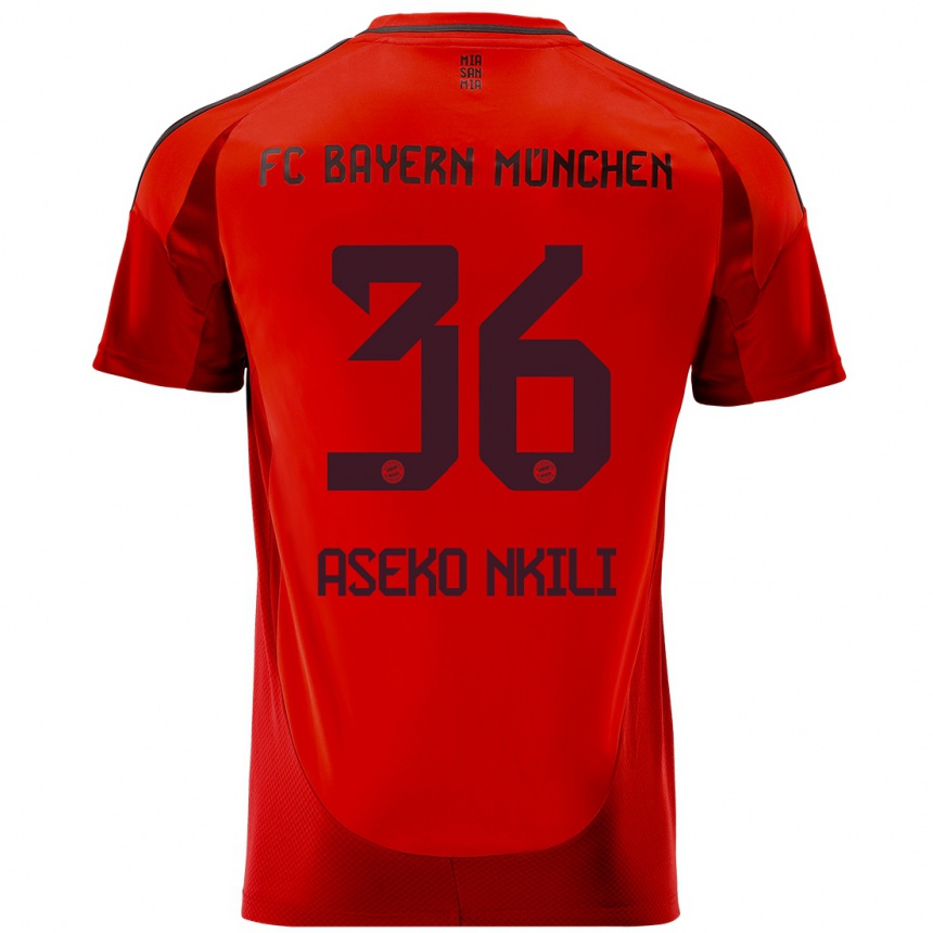 Kids Football Noel Aseko Nkili #36 Red Home Jersey 2024/25 T-Shirt