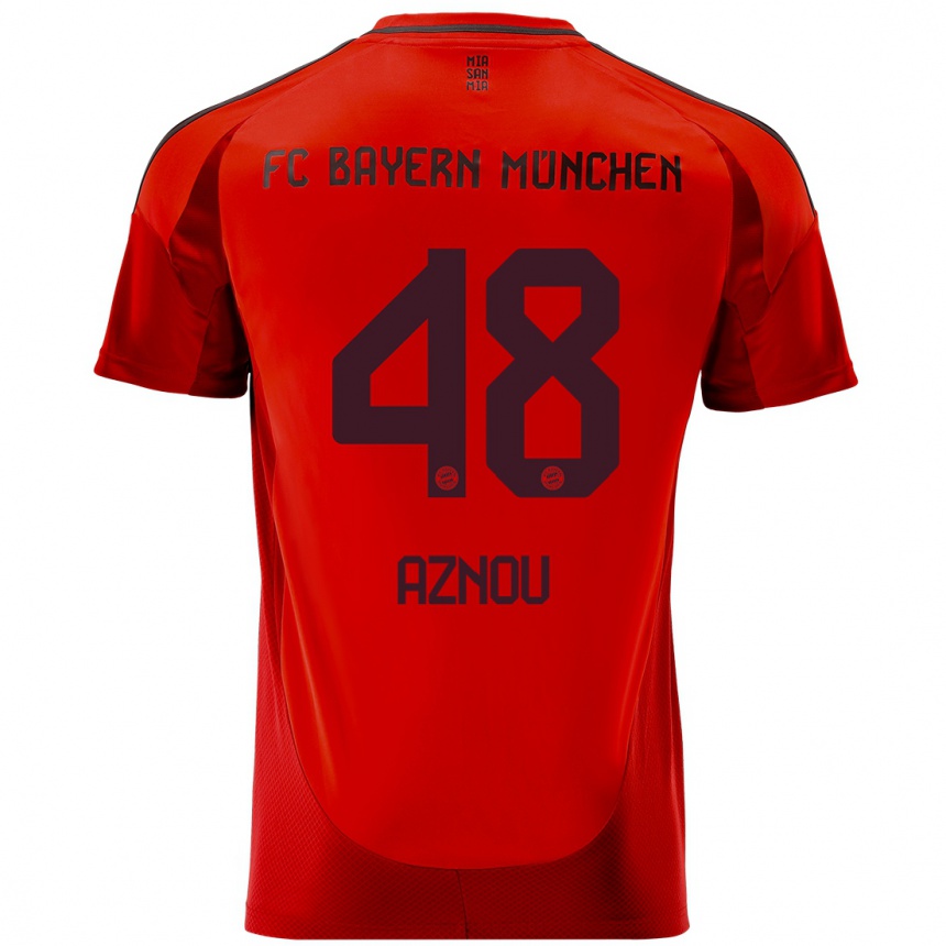 Kids Football Adam Aznou #48 Red Home Jersey 2024/25 T-Shirt