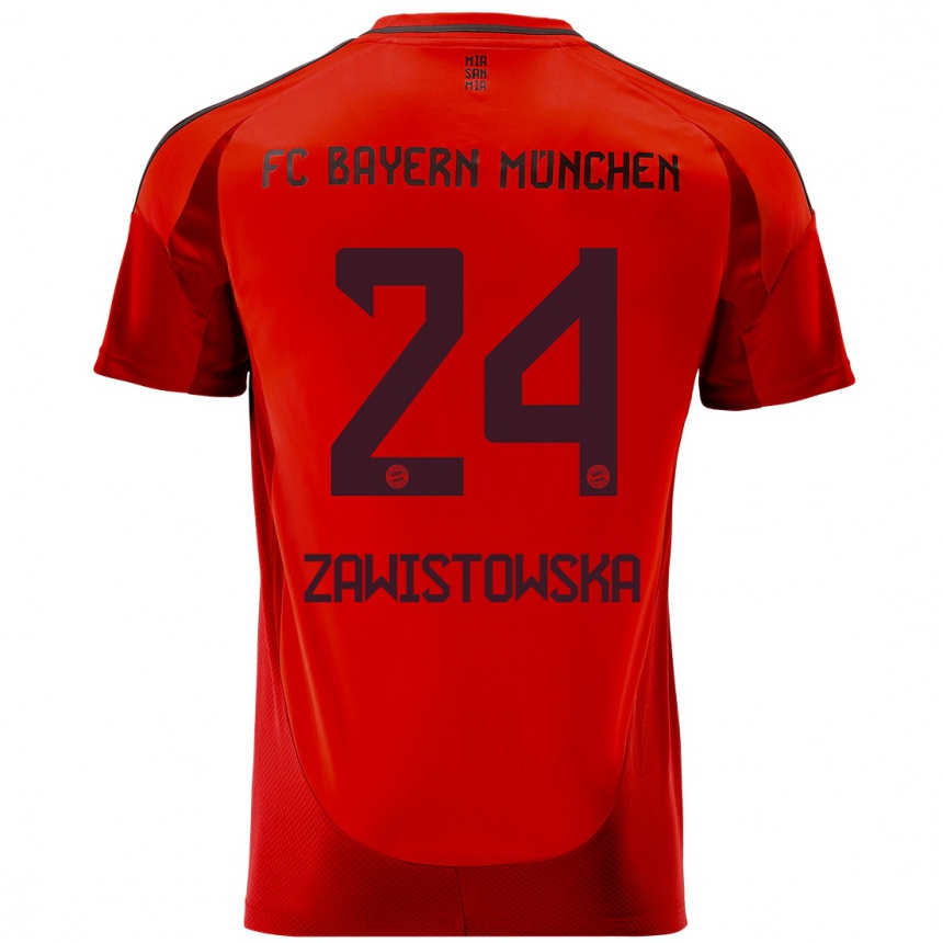 Kids Football Weronika Zawistowska #24 Red Home Jersey 2024/25 T-Shirt