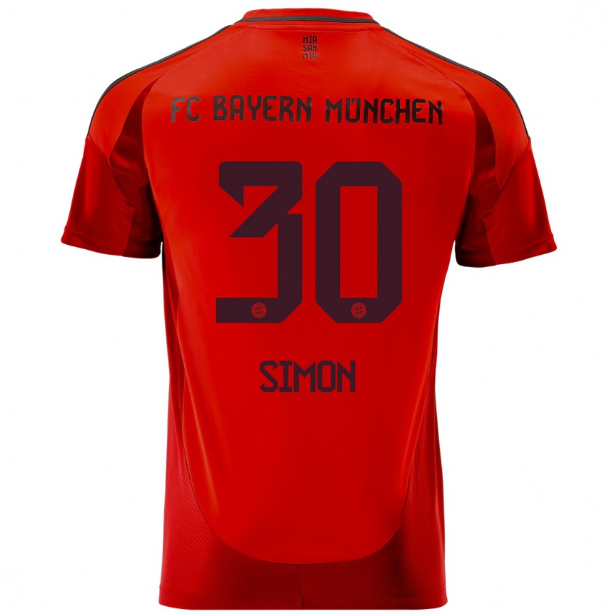 Kids Football Carolin Simon #30 Red Home Jersey 2024/25 T-Shirt