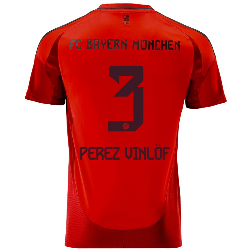 Kids Football Matteo Perez Vinlöf #3 Red Home Jersey 2024/25 T-Shirt