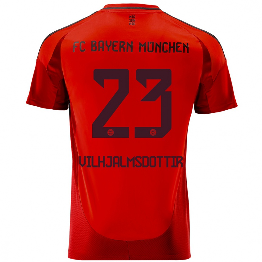 Kids Football Karolina Lea Vilhjalmsdottir #23 Red Home Jersey 2024/25 T-Shirt