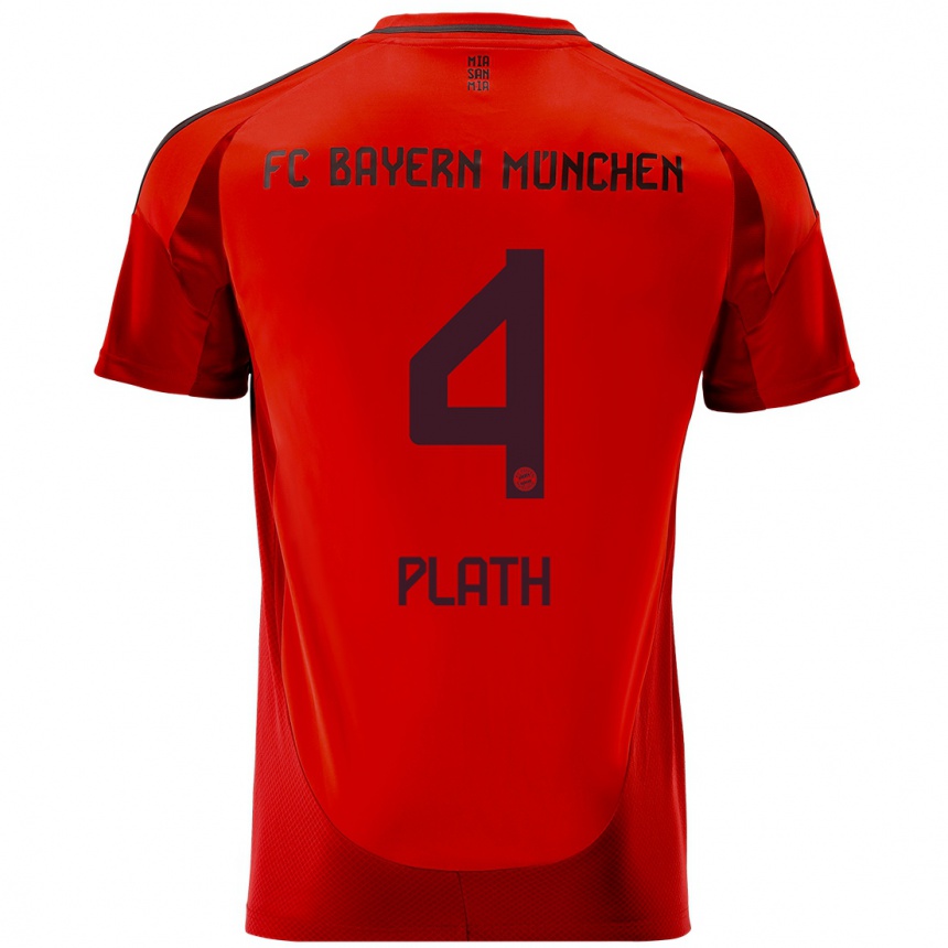 Kids Football Max Plath #4 Red Home Jersey 2024/25 T-Shirt