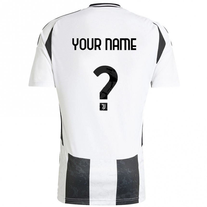 Kids Football Your Name #0 White Black Home Jersey 2024/25 T-Shirt