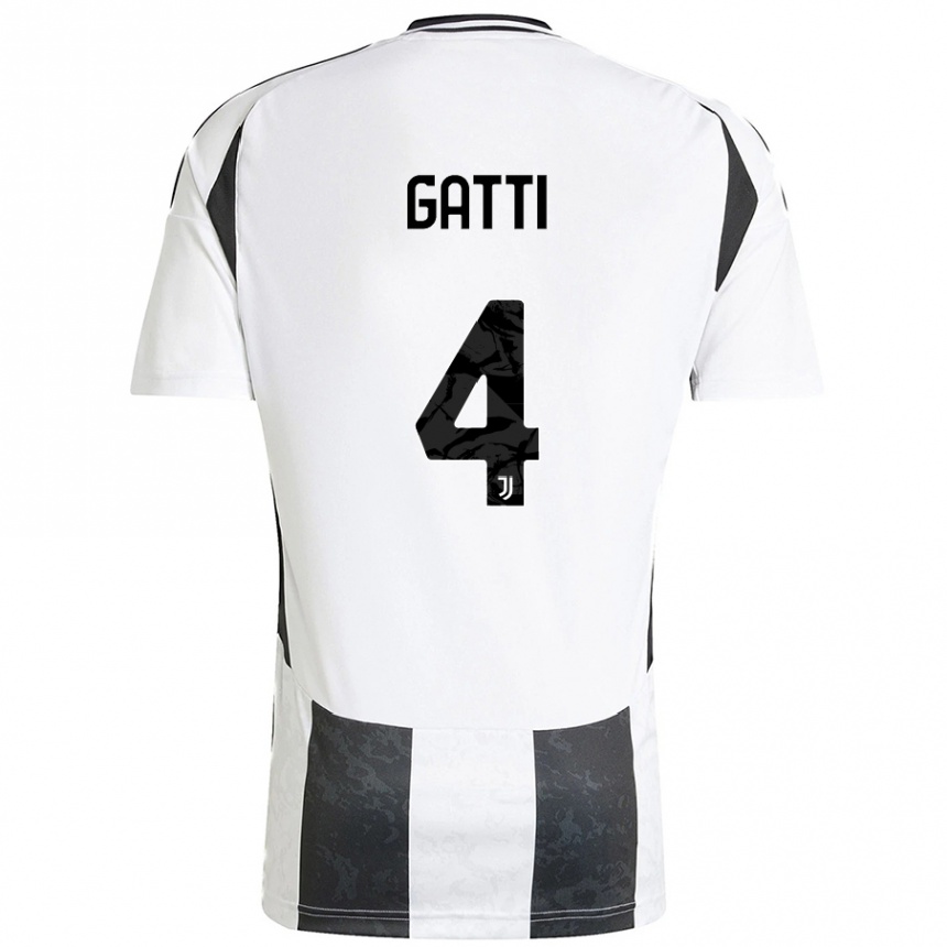 Kids Football Federico Gatti #4 White Black Home Jersey 2024/25 T-Shirt