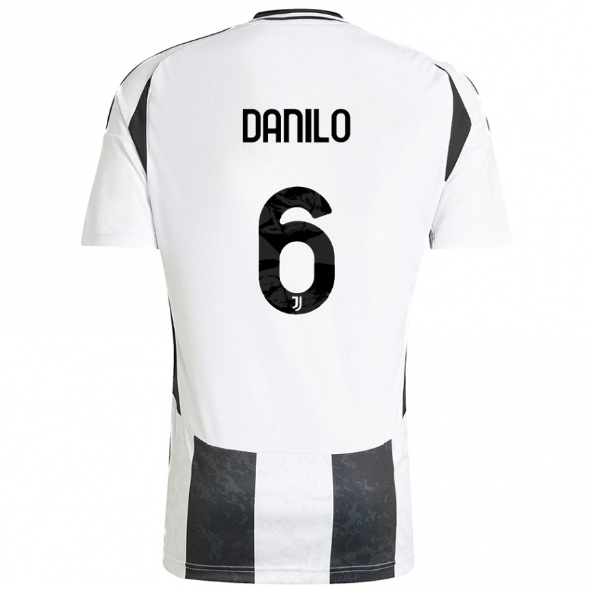 Kids Football Danilo #6 White Black Home Jersey 2024/25 T-Shirt