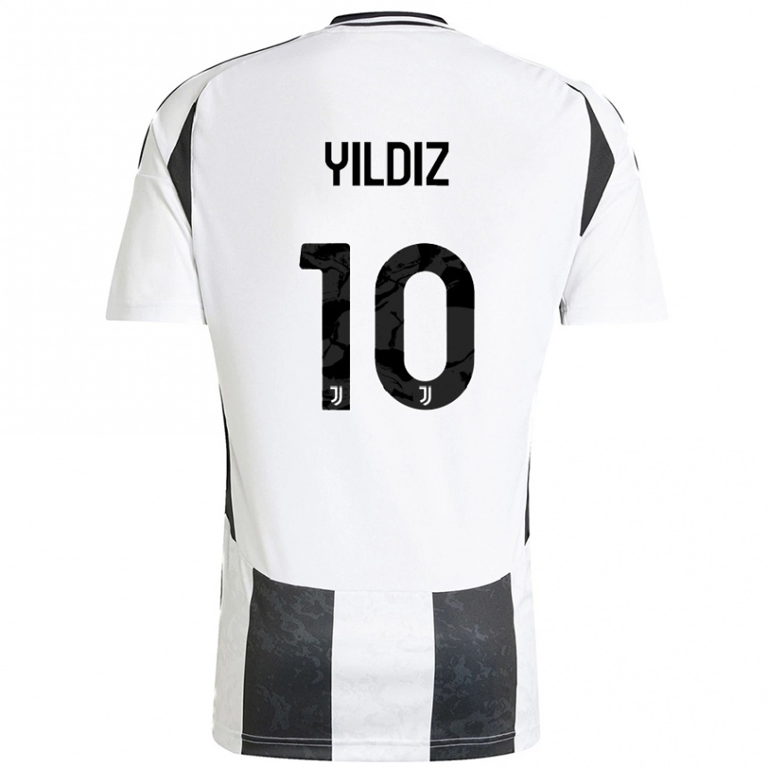 Kids Football Kenan Yildiz #10 White Black Home Jersey 2024/25 T-Shirt