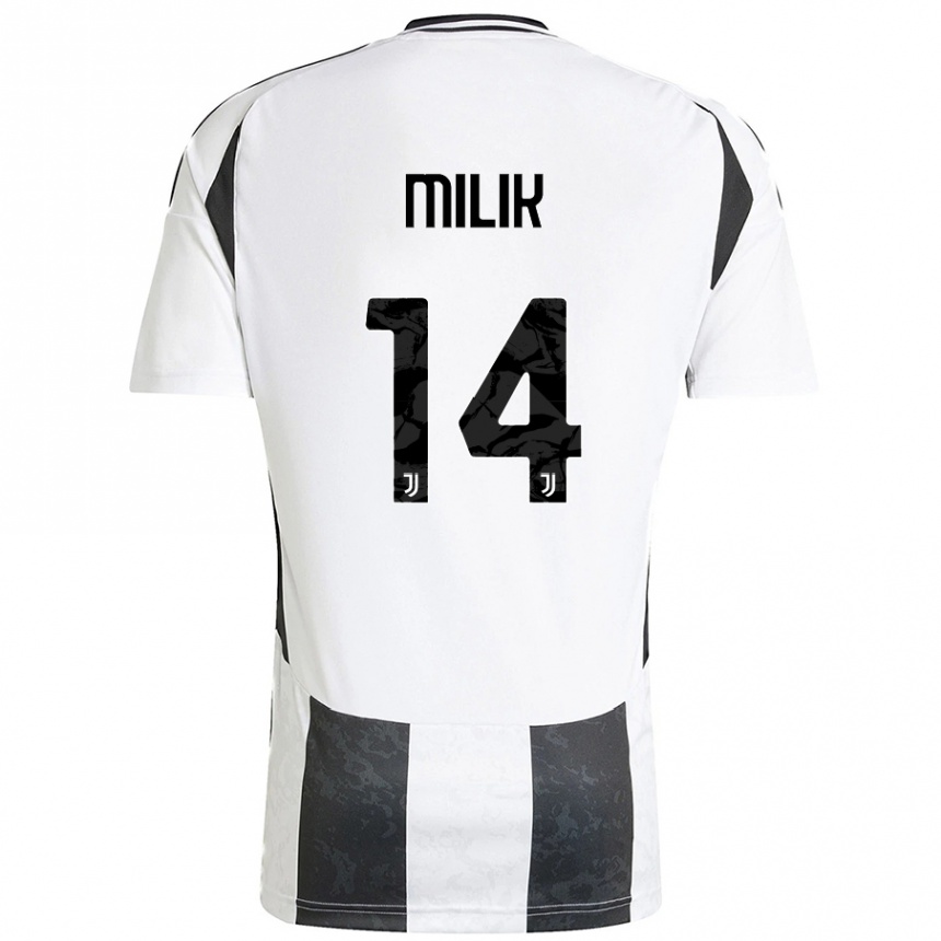 Kids Football Arkadiusz Milik #14 White Black Home Jersey 2024/25 T-Shirt