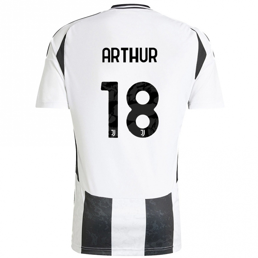 Kids Football Arthur Melo #18 White Black Home Jersey 2024/25 T-Shirt