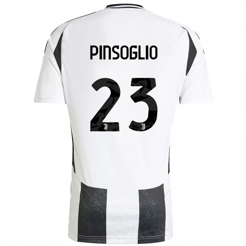 Kids Football Carlo Pinsoglio #23 White Black Home Jersey 2024/25 T-Shirt