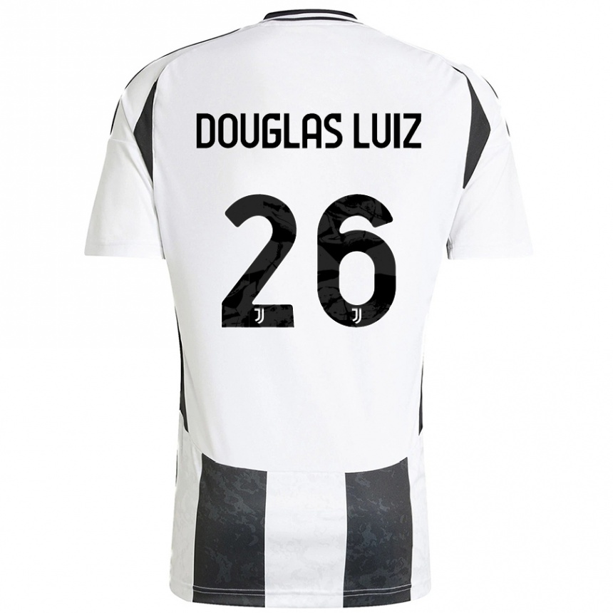 Kids Football Douglas Luiz #26 White Black Home Jersey 2024/25 T-Shirt