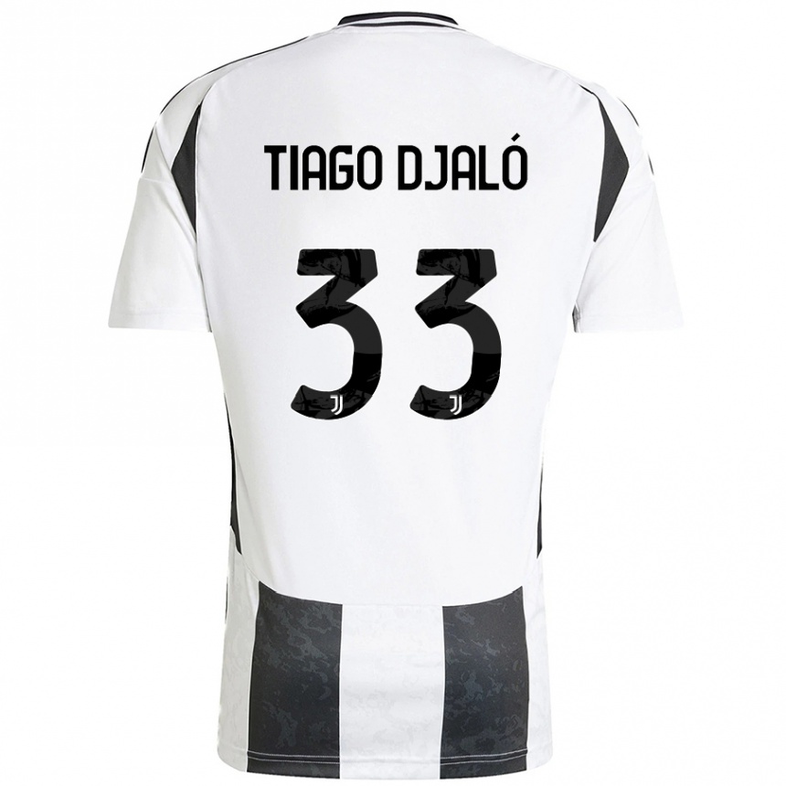 Kids Football Tiago Djaló #33 White Black Home Jersey 2024/25 T-Shirt