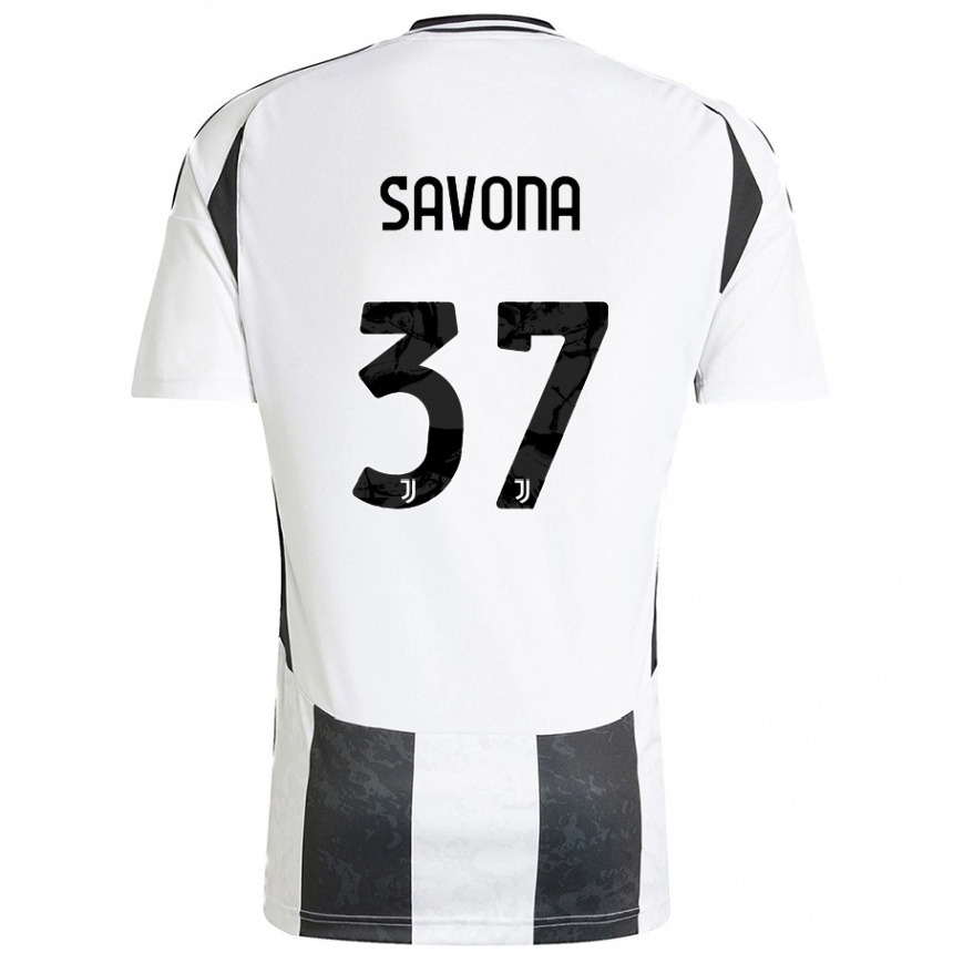 Kids Football Nicolo Savona #37 White Black Home Jersey 2024/25 T-Shirt