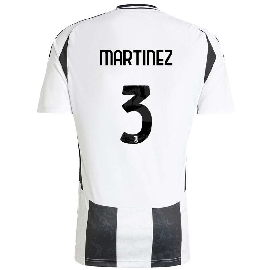 Kids Football Bruno Martinez #3 White Black Home Jersey 2024/25 T-Shirt