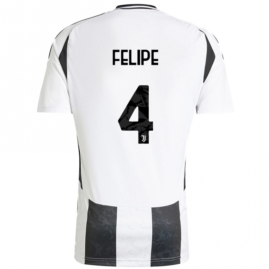 Kids Football Pedro Felipe #4 White Black Home Jersey 2024/25 T-Shirt