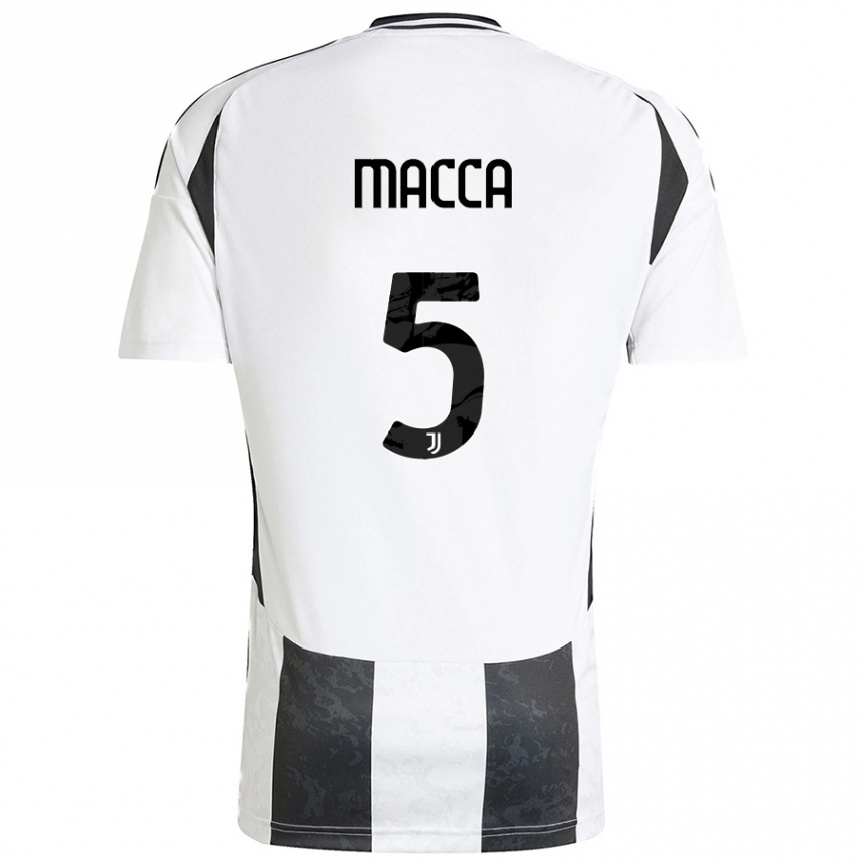 Kids Football Federico Macca #5 White Black Home Jersey 2024/25 T-Shirt