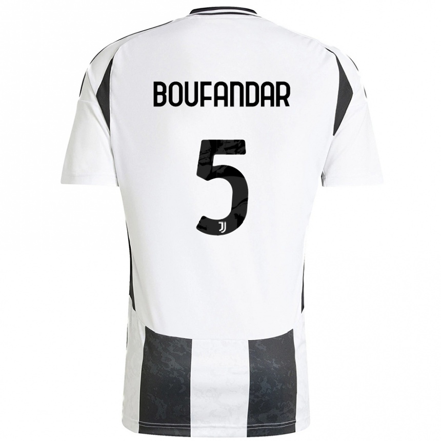 Kids Football Adam Boufandar #5 White Black Home Jersey 2024/25 T-Shirt