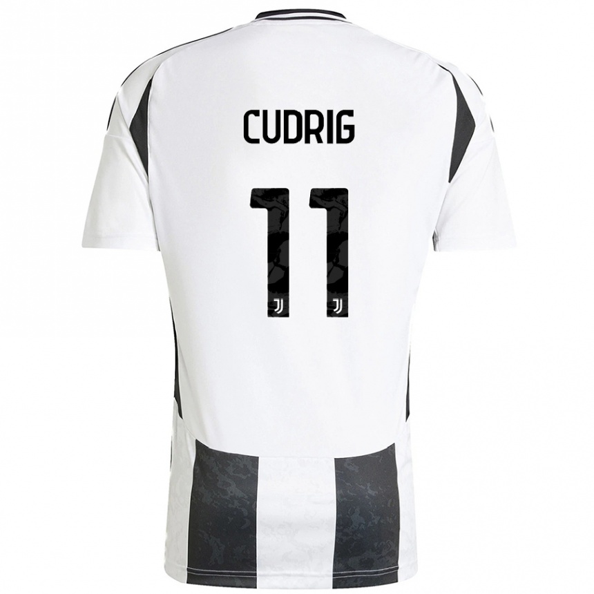 Kids Football Nicolò Cudrig #11 White Black Home Jersey 2024/25 T-Shirt