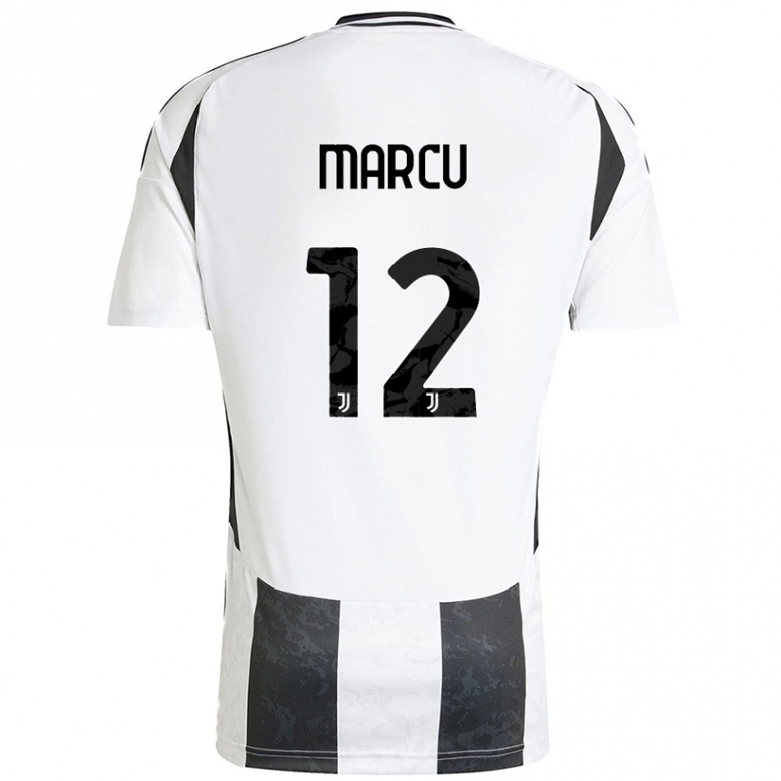 Kids Football Alessio Marcu #12 White Black Home Jersey 2024/25 T-Shirt