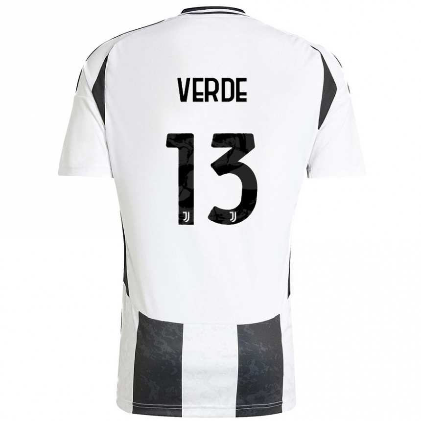 Kids Football Francesco Verde #13 White Black Home Jersey 2024/25 T-Shirt