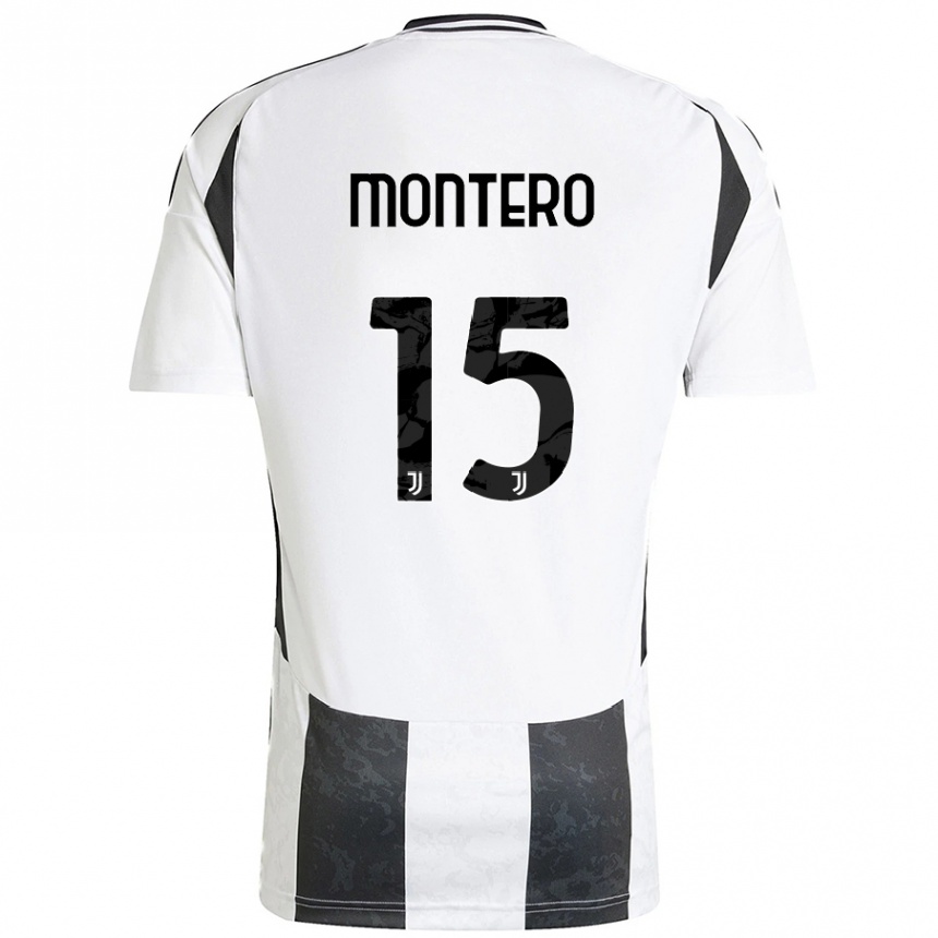 Kids Football Alfonso Montero #15 White Black Home Jersey 2024/25 T-Shirt