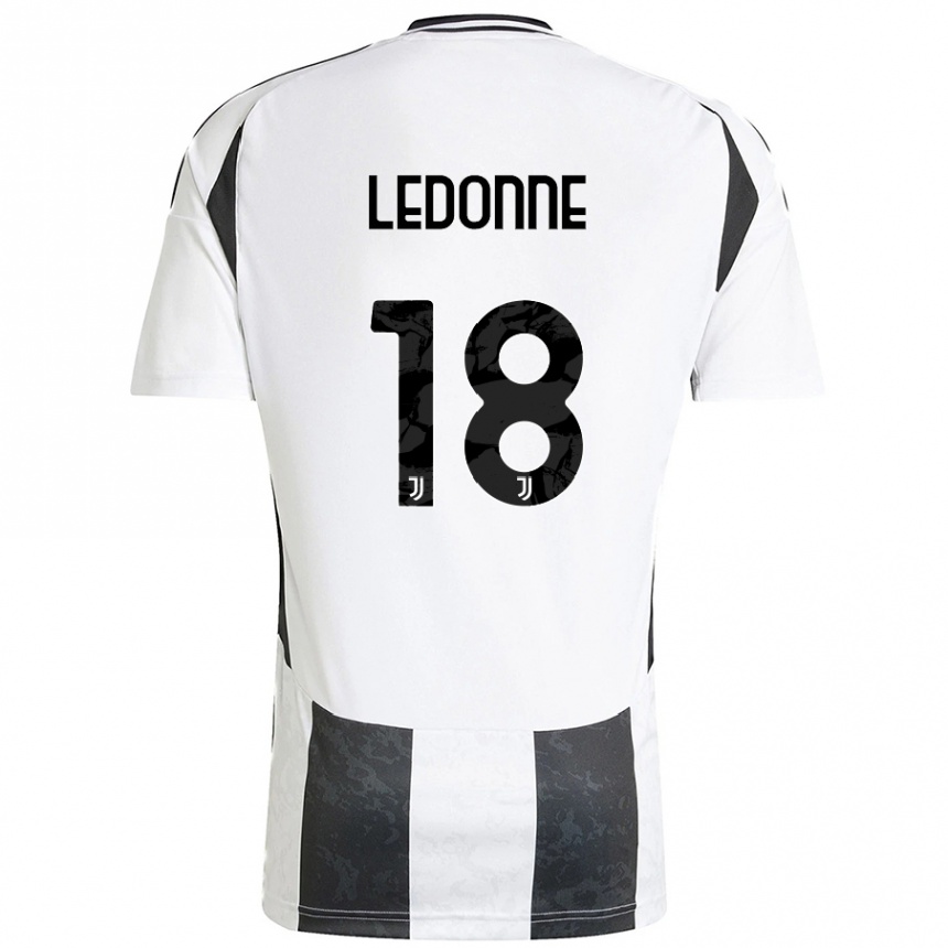 Kids Football Nicolò Ledonne #18 White Black Home Jersey 2024/25 T-Shirt