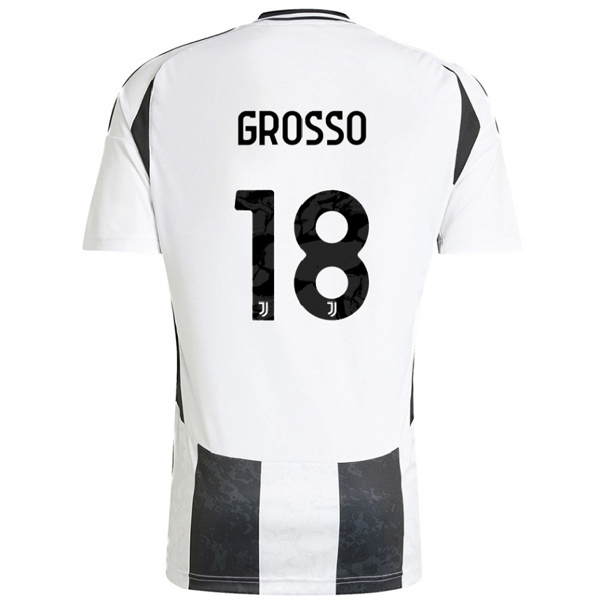 Kids Football Filippo Grosso #18 White Black Home Jersey 2024/25 T-Shirt