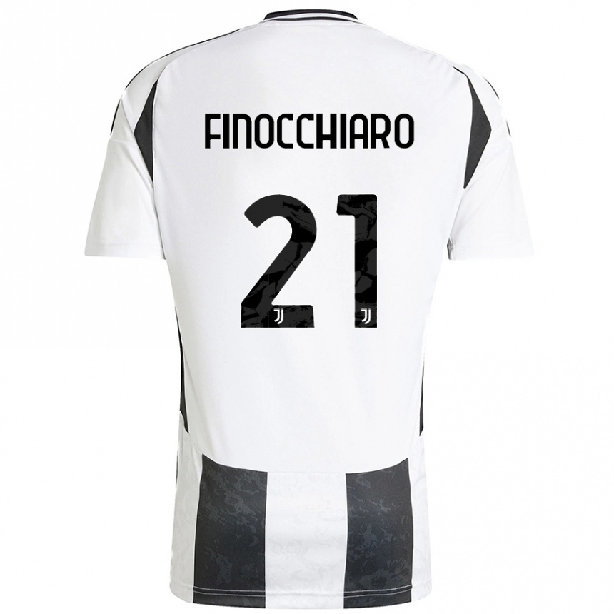 Kids Football Gabriele Finocchiaro #21 White Black Home Jersey 2024/25 T-Shirt