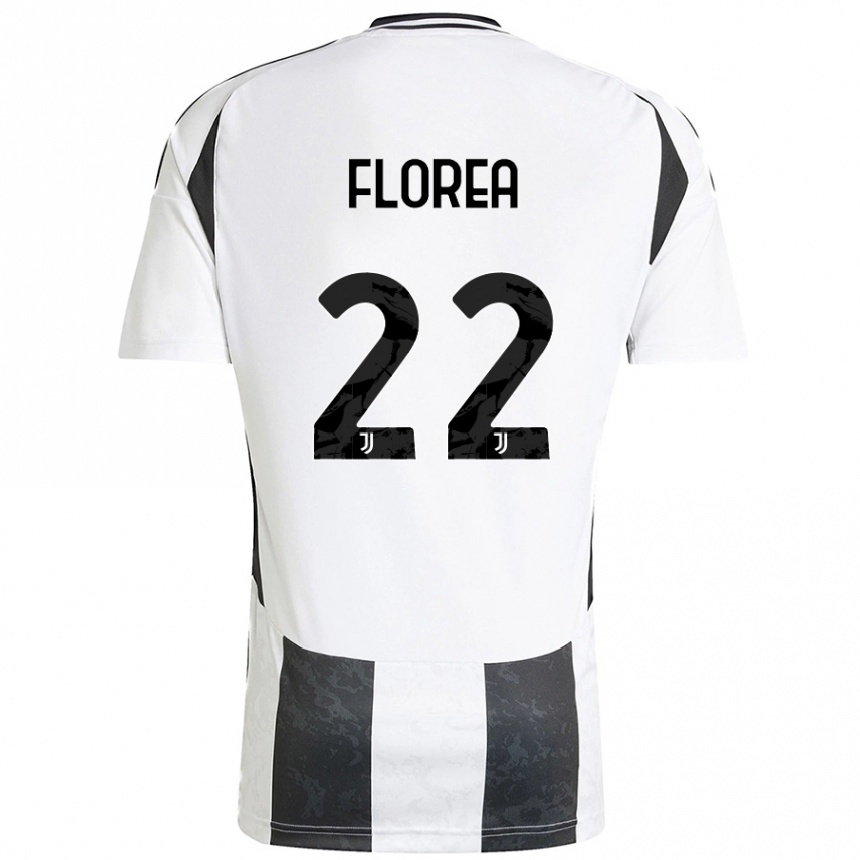 Kids Football Andrei Florea #22 White Black Home Jersey 2024/25 T-Shirt