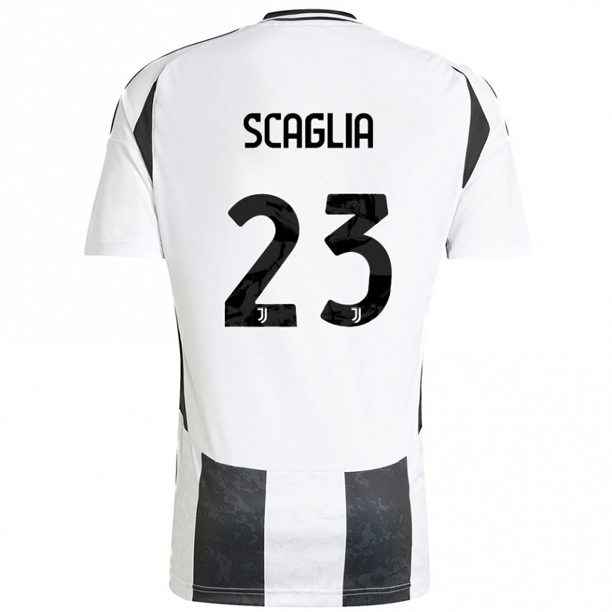 Kids Football Filippo Scaglia #23 White Black Home Jersey 2024/25 T-Shirt