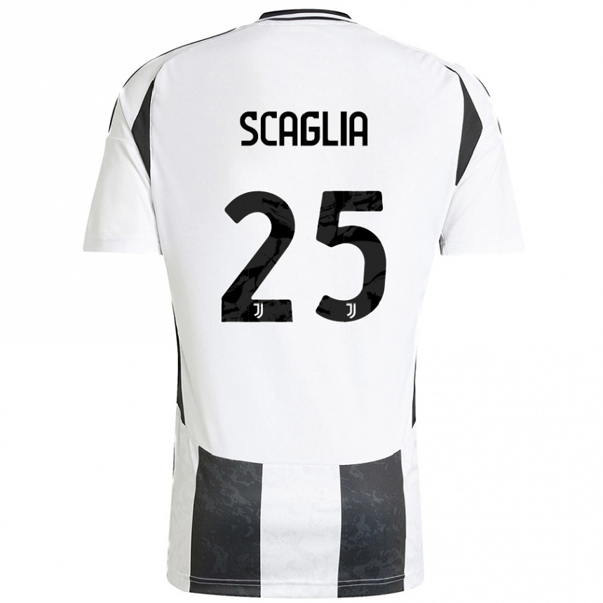 Kids Football Simone Scaglia #25 White Black Home Jersey 2024/25 T-Shirt