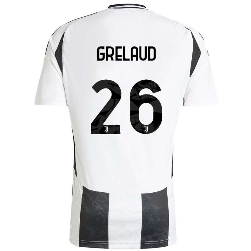 Kids Football Josue Grelaud #26 White Black Home Jersey 2024/25 T-Shirt